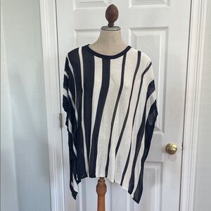 Tickled pink Navy and White Striped Poncho cape pullover one size fits most new